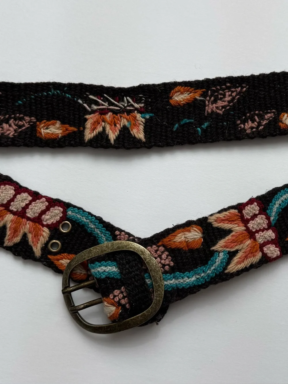 Handmade Boho Indie Granola Cottagecore Floral Embroidered Belt